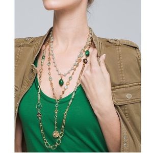 WHBM GREEN CONVERTIBLE MULTI ROW NECKLACE
